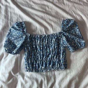 Blue Floral Shein Top